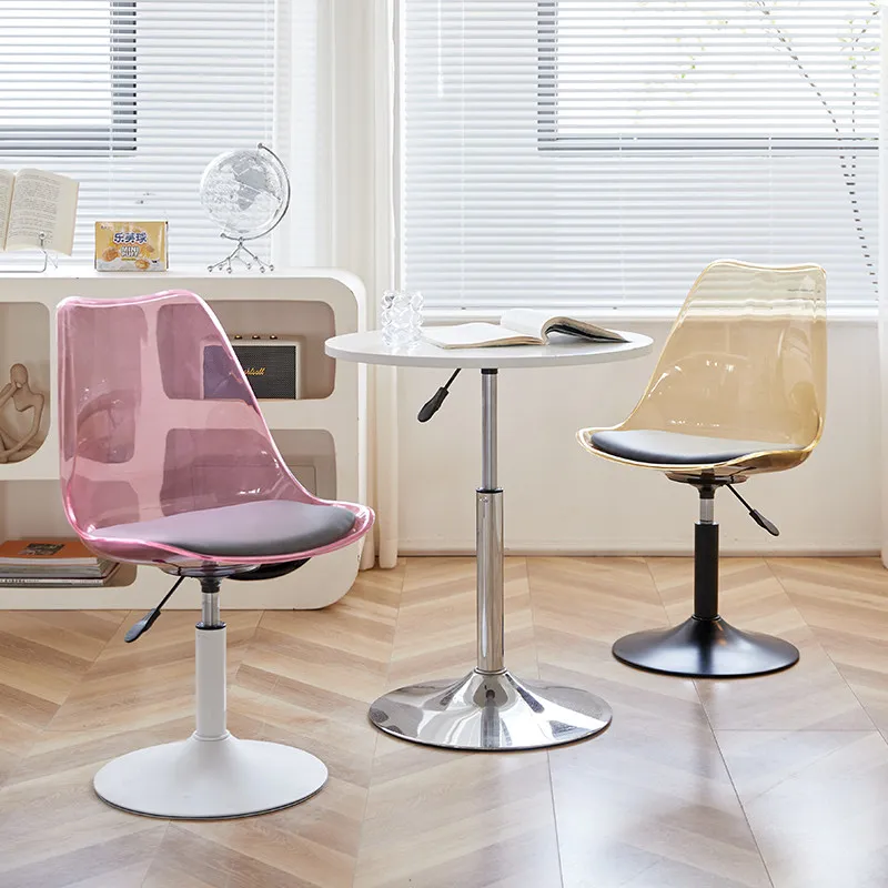 Computer Acrylic Nail Transparent Chair Home Counter Lift Vanity Stool Front Desk Cashier Round Stool Meeting Swivel Chair