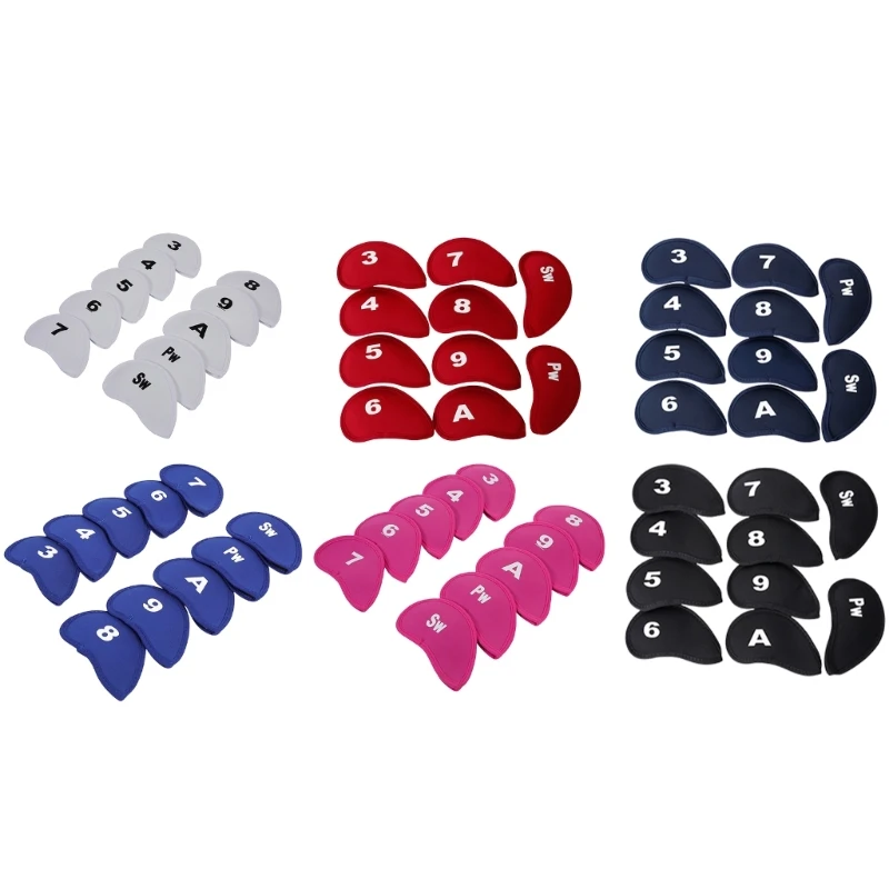 10Pcs Wedges Iron Club Protective Headcover Putter Protector with Number Tag Golfs Iron Club Head Cover Golfs Supplies