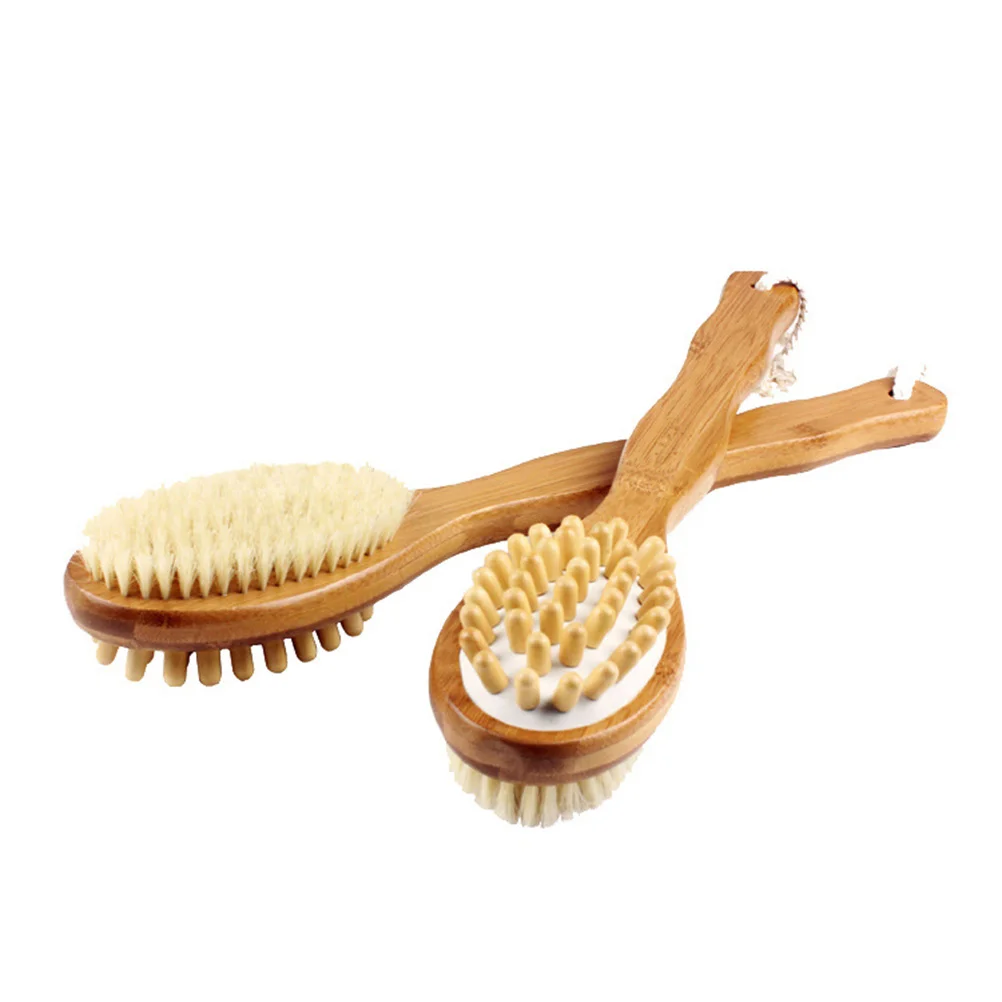 

Double-Sided Body Care Bath Brush Long Handle Natural Bristles Exfoliating Shower Scrub For Spa Skin Cleansing Brush Bath Body