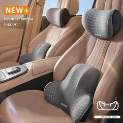 Car Headrest Pillow Lumbar Support Memory Foam Neck Pillow Waist Support Removable Washable Backrest Universal Vehicle Cushion