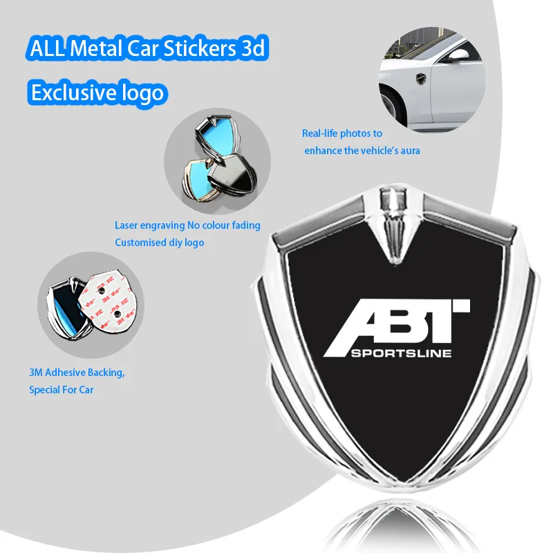 

For Audi ABT A2 A4 A4L Q5L Q2 Q3 S4 S5 S7 Logo Body Kit Accessories Car Body Metal Shield Decorative Sticker Modification Emblem