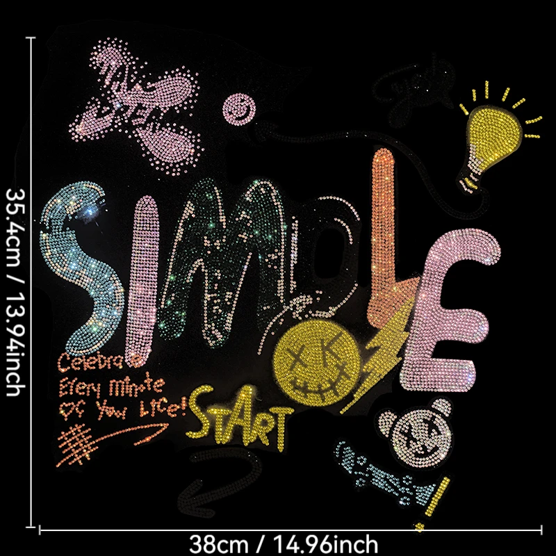 

High-quality embossed diamond creative letter patterns are ironed on T-shirts, jeans, hoodies and clothing accessories