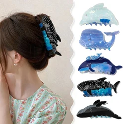 Ocean Animal whale Hair Claw Lovely Spotted Shark Medium Size Hair Claw Clip Crab Hair Accessories Women Girls Hairpins Headwear