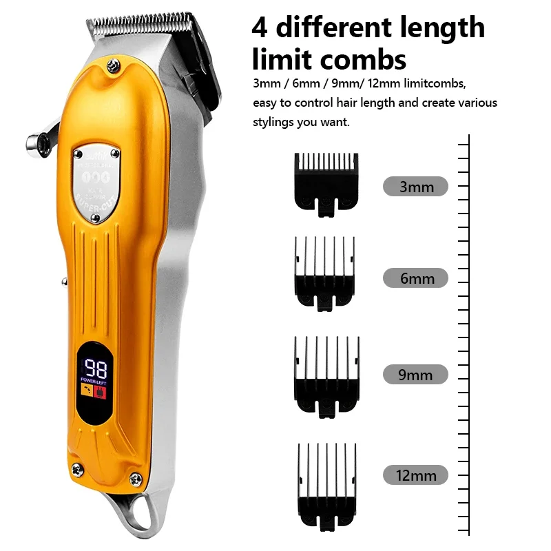 USB Rechargeable Baldheaded Hair Clipper Electric Cordless Shaver Trimmer 0mm Men Hair Cutting Machine LED