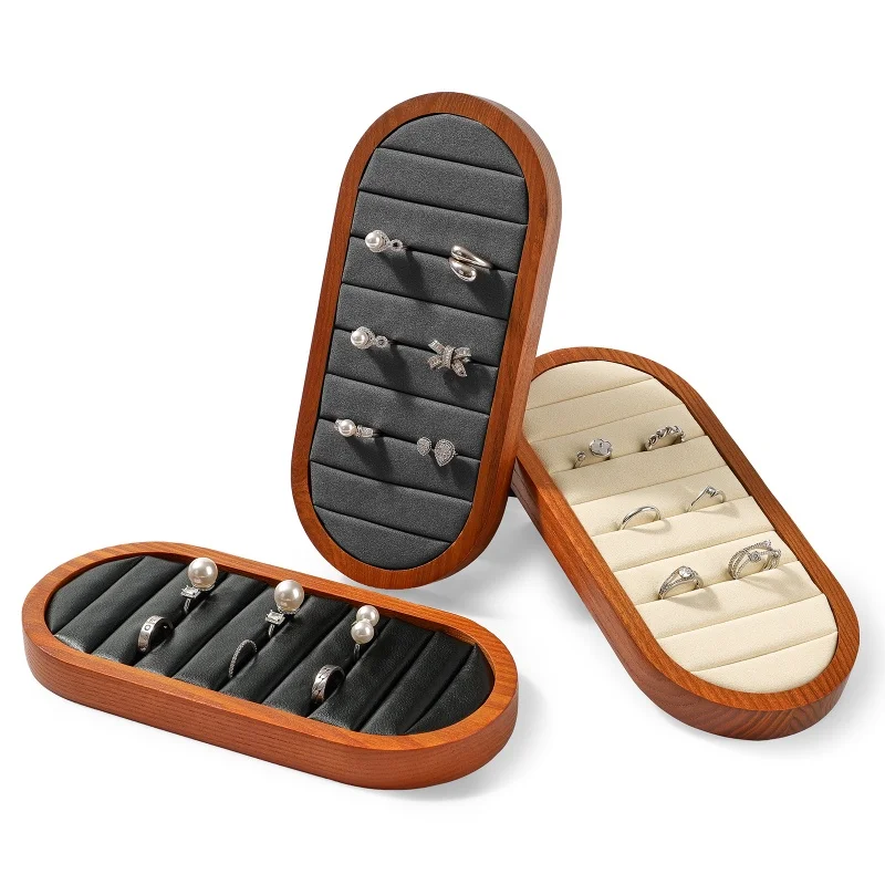 Oirlv Solid Wood Ring Storage Tray Ring Organize Home Storage Tray Jewelry Display Tray Counter Ring Rack Display Accessory Gift
