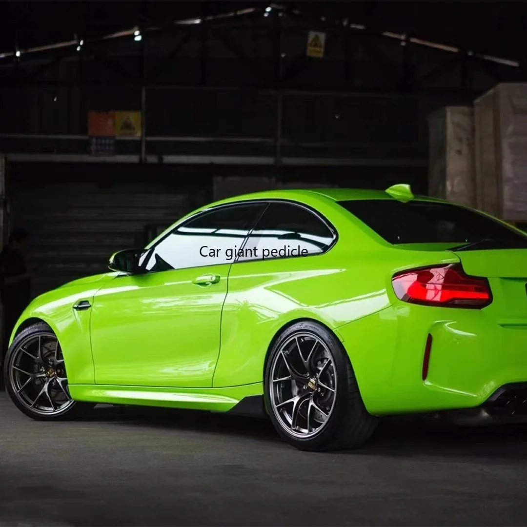 Highest qualityGloss Fluorescent Green vinyl Wrap Film Car Wrap Film Non degumming Non fading quality Warranty 1.52M*17M roll 5