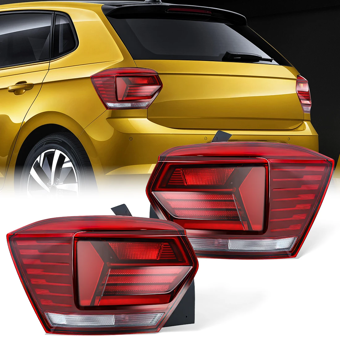 

Rear Bumper Brake Light For VW Polo 2019 2020 2021 2022 Taillight Turn Signal Lamp Driving Reversing Light without Bulbs