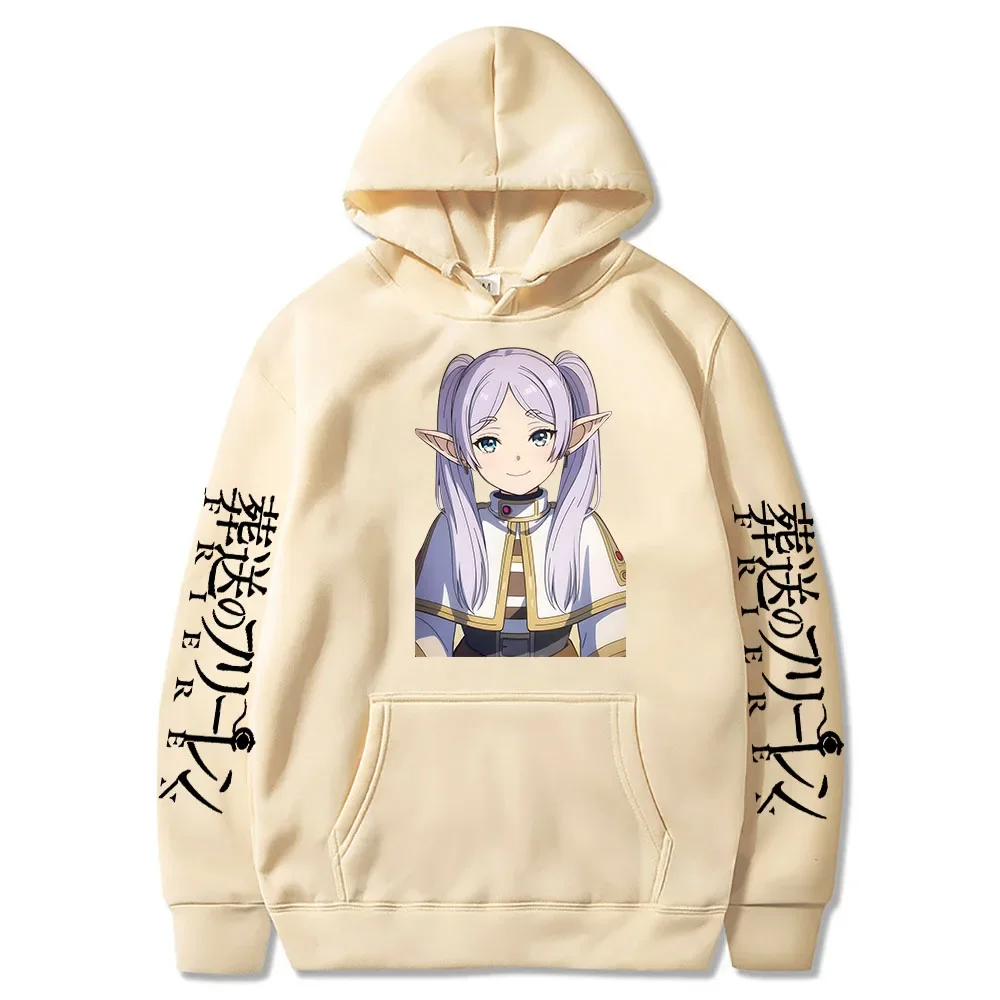 Japan Anime Frieren Beyond Journey\'s End Hoodies Cute Frieren Hooded Pullover Casual Fleece Long Sleeve Plus Size Sweatshirts