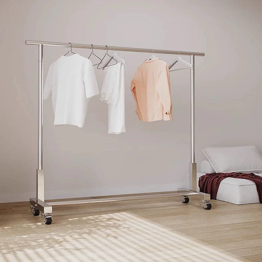 Clothing store display rack floor-to-ceiling hanging mobile floor-to-ceiling hanger hanging stainless steel display