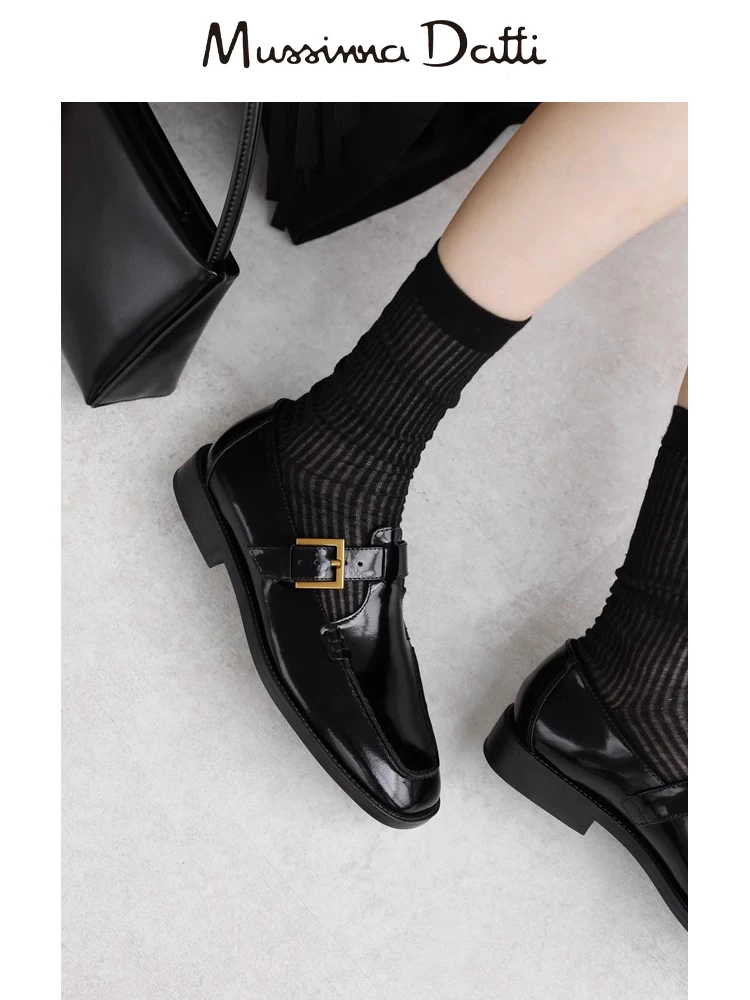 Murrinna Daffi 2024 New Fashion Women Shoes Loafers Platform Women Cow Leather Round Toe Slip on Ladies Chunky Heel Shoes