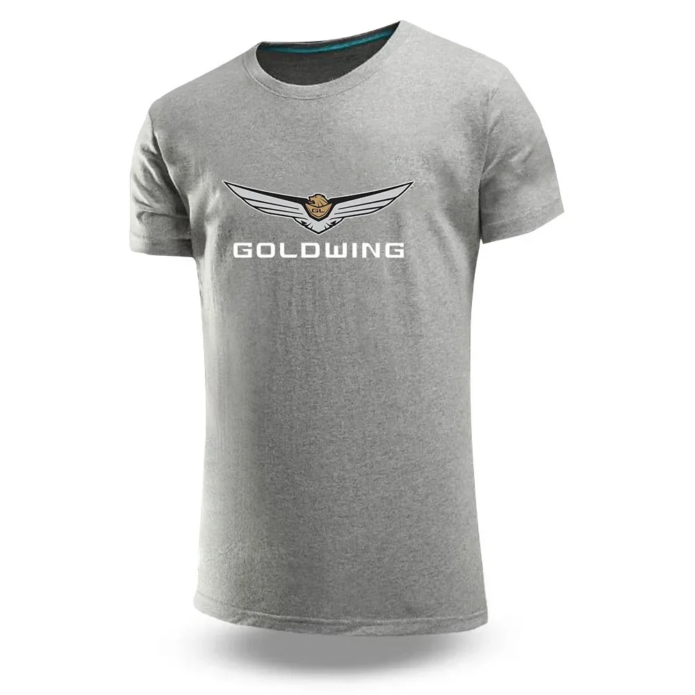 Japan Motorcycle 2024 Summer New Short-sleeved GoldWing Gl1800 Men's T-shirt Solid Color High End Brand Casual Fashion Clothing