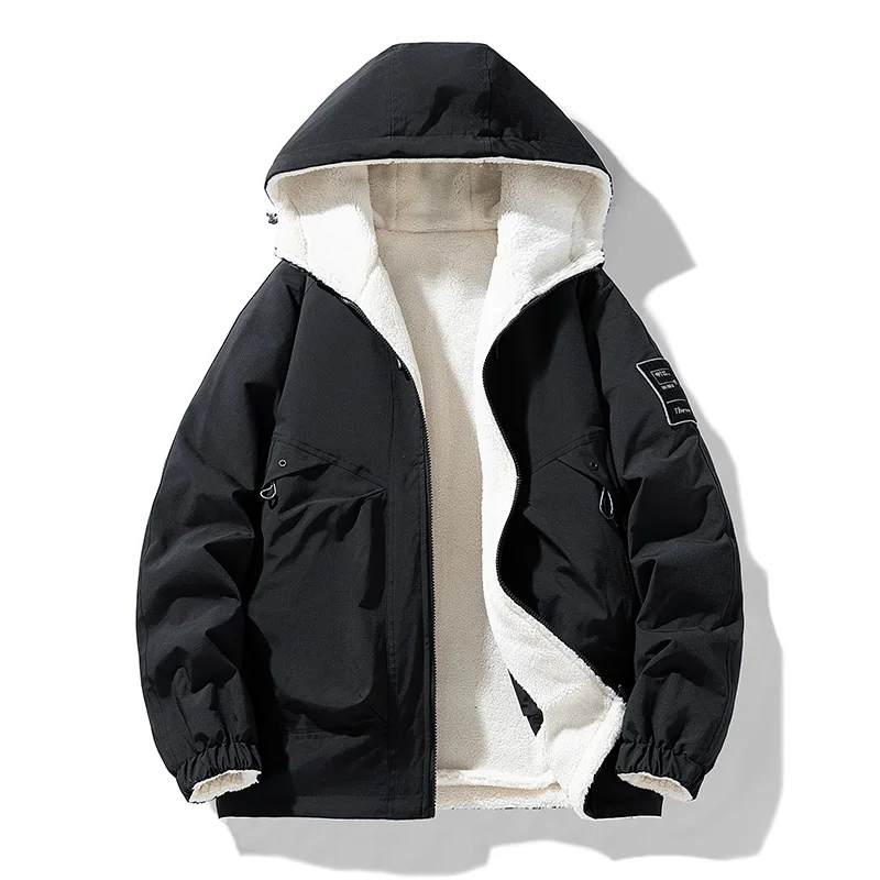 

New Men's Trendy Handsome Lamb Fleece Jacket Outdoor Sports and Leisure Windproof Breathable Warm Double sided Cotton Jacket