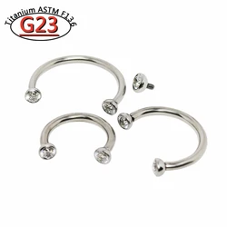 G23 티타늄 피어싱 코 링 내부 스레드 C 로드, 지르콘 바벨 말굽, 16G 입술 눈썹 코 중격 피어싱 후프 귀