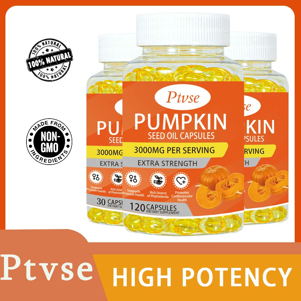 

Rich in Omega 3 & Omega 6 Pumpkin Seed Oil Capsule, Urinary Tract Support, Bladder Control, Support Young Skin