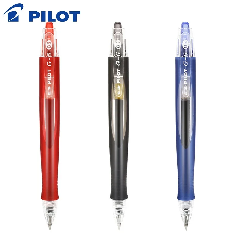 6 Pieces Pilot Gel Pen G-6 0.5mm High-capacity Extra Fine Roller Ball Pen Smooth Black/Blue/Red Color Office Accessories