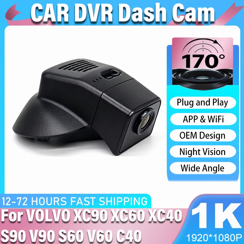 Car DVR For VOLVO XC90 XC60 XC40 S90 V90 S60 V60 C40 Plug and play Dash Cam for Polestar 2,FHD 1080P Dash Camera,Car Accessories