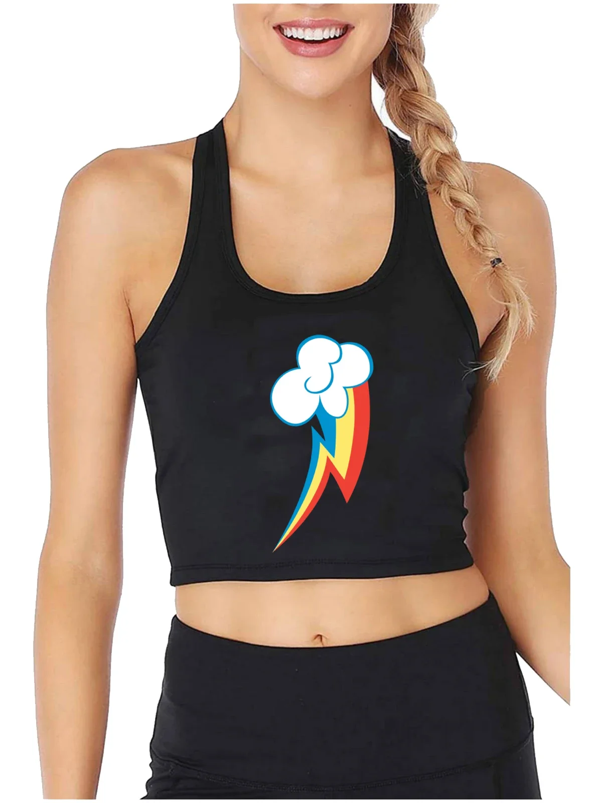 

Rainbow Dash Graphics Cutie Sexy Slim Crop Top Street Fashion Funny Rock Tank Tops Girl' Cotton Sports Fitness Training Camisole