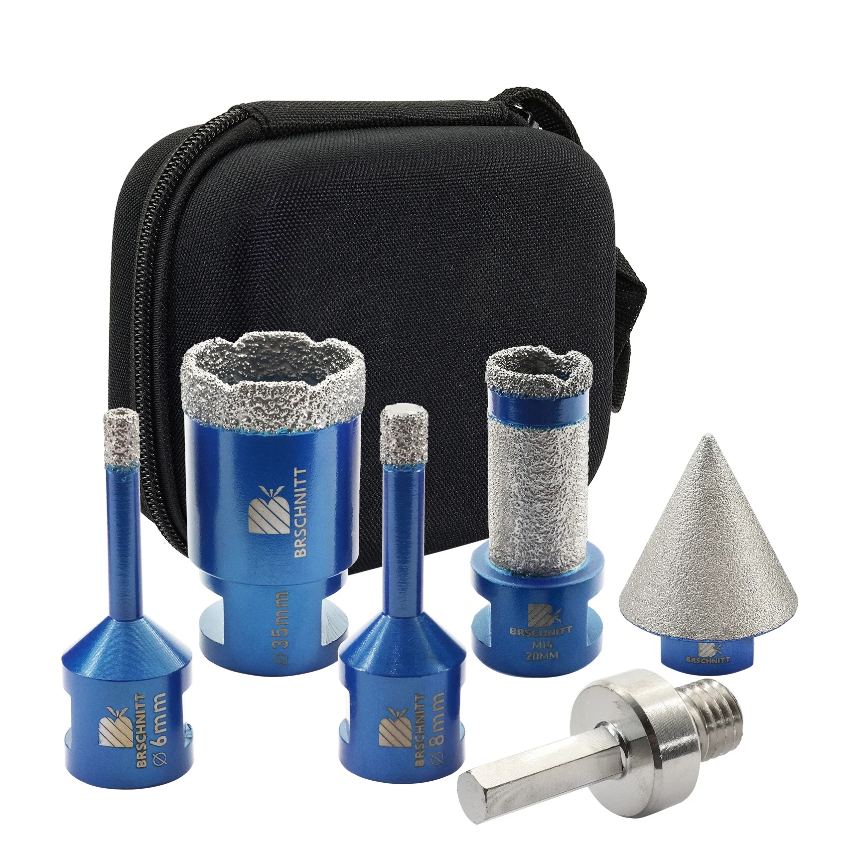 BRSCHNIT Diamond Drill Bits Brazing Hole Saw Drill 6Pcs Set Dia 6/8/35MM Drill M14  20MM Drilling Milling Bit