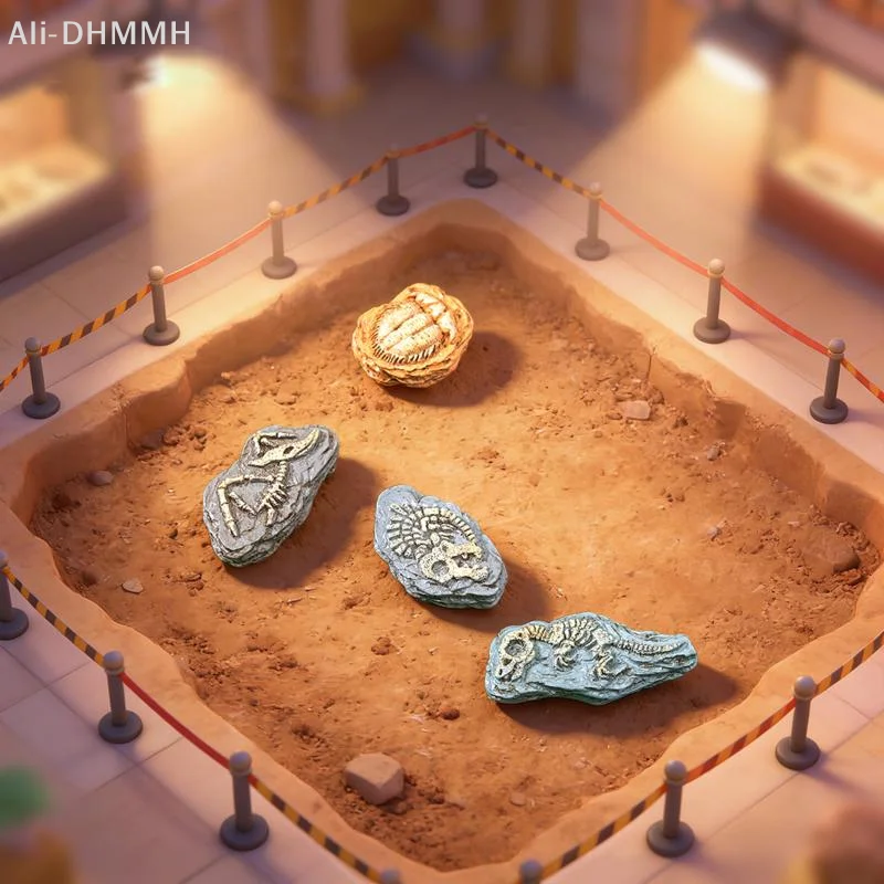 ZLinKJ Desktop Decoration with 4pcs Dinosaur Fossil Miniatures Perfect for Realistic DIY setups