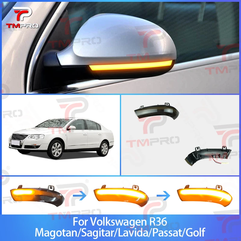 Suitable for Volkswagen Magotan Sagitar Lavida Passat Golf 2005-2011 Crystal Flowing Side Mirror LED Turn Signal