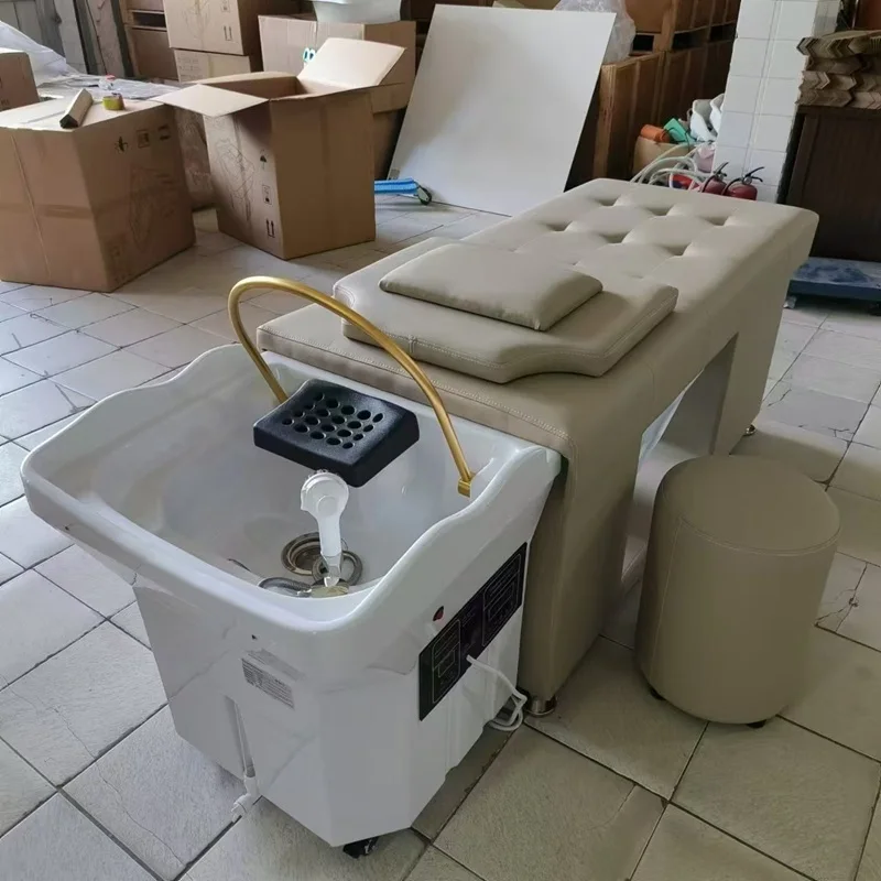 high-end luxury 60L water tank white no plumbing Japanese head spa beauty bedside spa bed shampoo