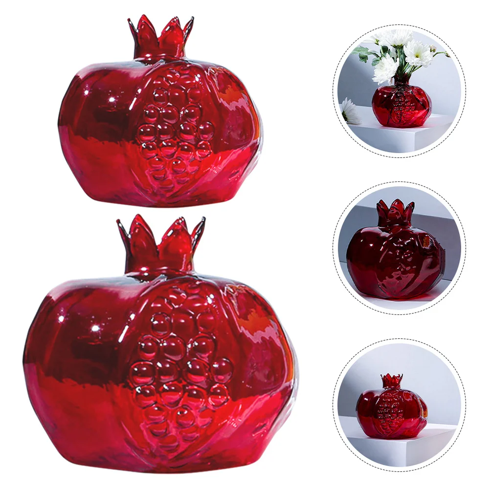 

2Pcs Nordic Style Pomegranate Glass Vase Clear Unique Flower Vase for Living Room Dining Table Bedroom Modern Floral Arrangement
