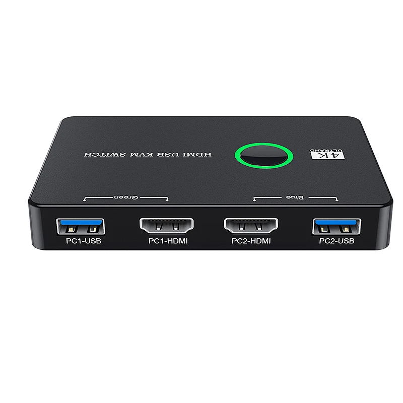 USB KVM Switch 2 Port Box USB and HDMI-Compatible Switch for 2 Computers Share Keyboard Mouse Printer and one HD Monitor US