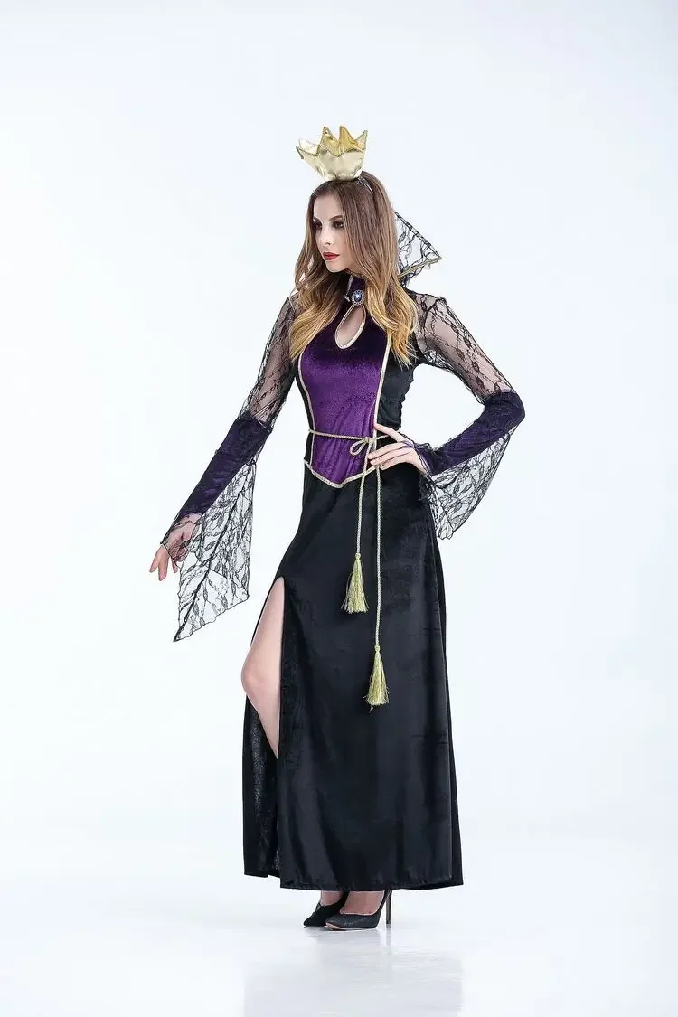 Rainha real Elite traje feminino, fantasias de vampiro, vestido longo de festa de Halloween, conto de fadas