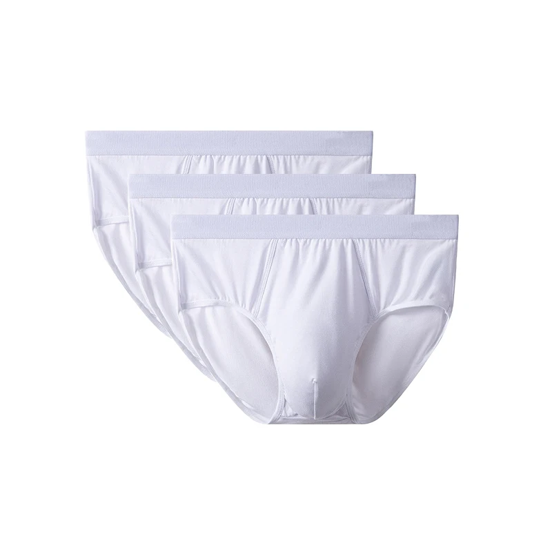 

Men's Underwear Mid Waist Triangle Briefs Summer Thin White Comfortable Breathable Pants