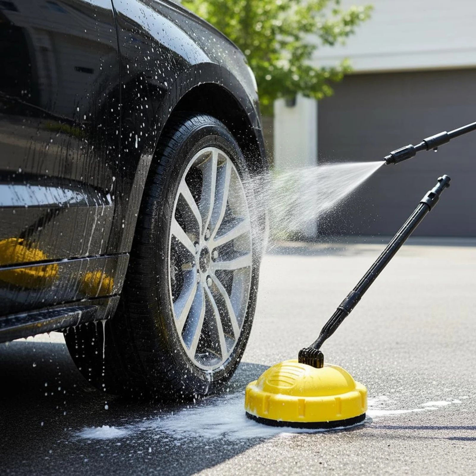 Pressure Washer Floor Brush Two Rotating Nozzles Rotating Wash Brush Rotary Surface Cleaner Quick-Connect Cleaning Tool