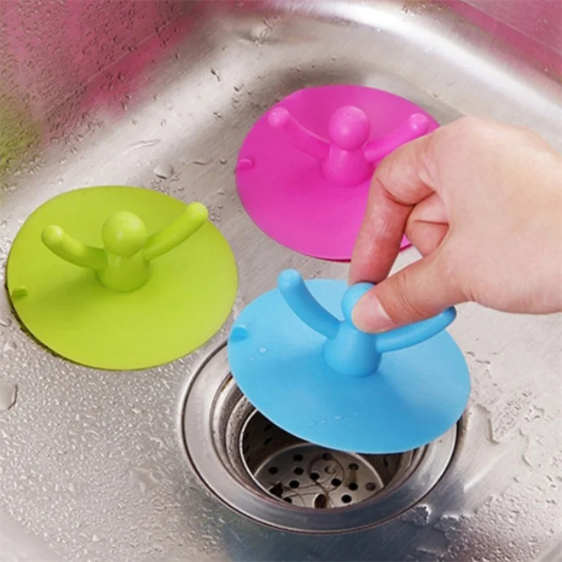 Silicone Waterproof Sink Plug Multifuctional Kitchen Washroom Bathroom Shower Bathtub Drainage Stopper Tool Cute Water Sink