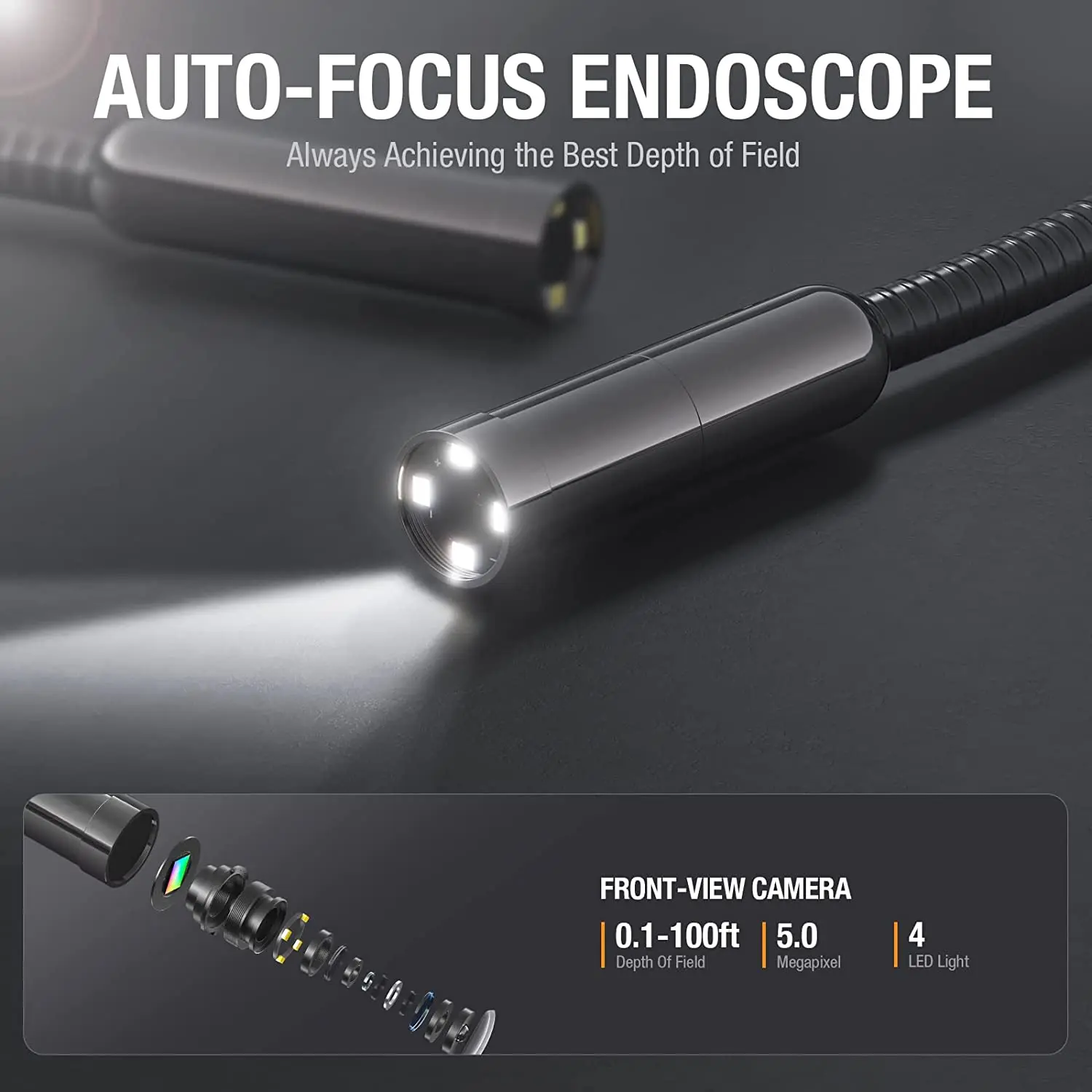 TESLONG NTS500 Industrial Endoscope Pipe Inspection Camera Car Borescope 5.0 Color Screen HD 1080p Endoscopio