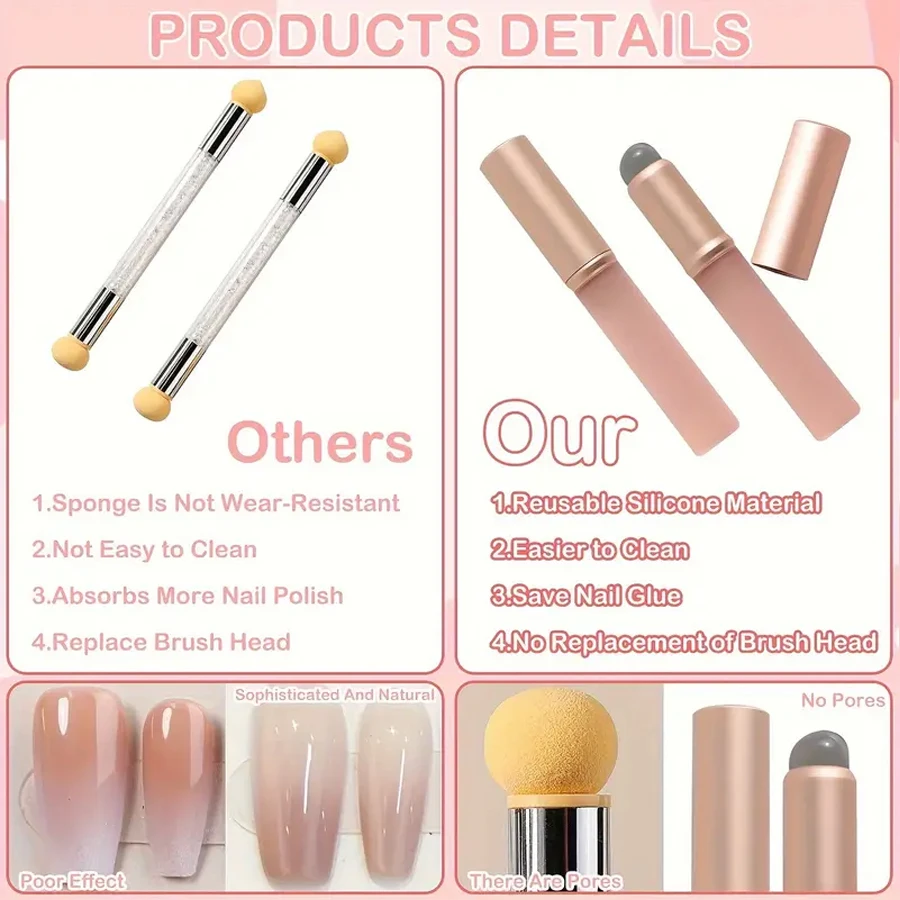 Silicone Nail Brush Flat Applicator Sticks Reusable Lip Brush With Cover For Dust Prevention Silicone Nail Powder Applying Tool