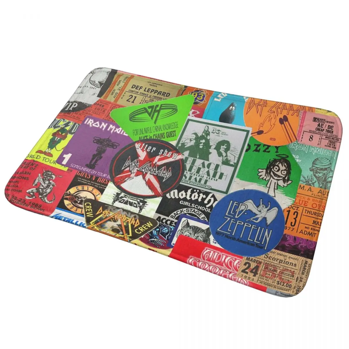 

Hard Rock And Heavy Metal Ticket Stubs And Backstage Passes Anti-slip Doormat Floor Mat Carpet Rug Kitchen Balcony Footpad Mats