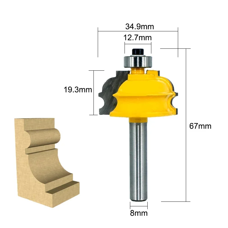 1PC 8MM Shank Milling Cutter Wood Carving Special Architectural Handrail Molding Router Bit Woodworking Cutter Milling Wood Bit