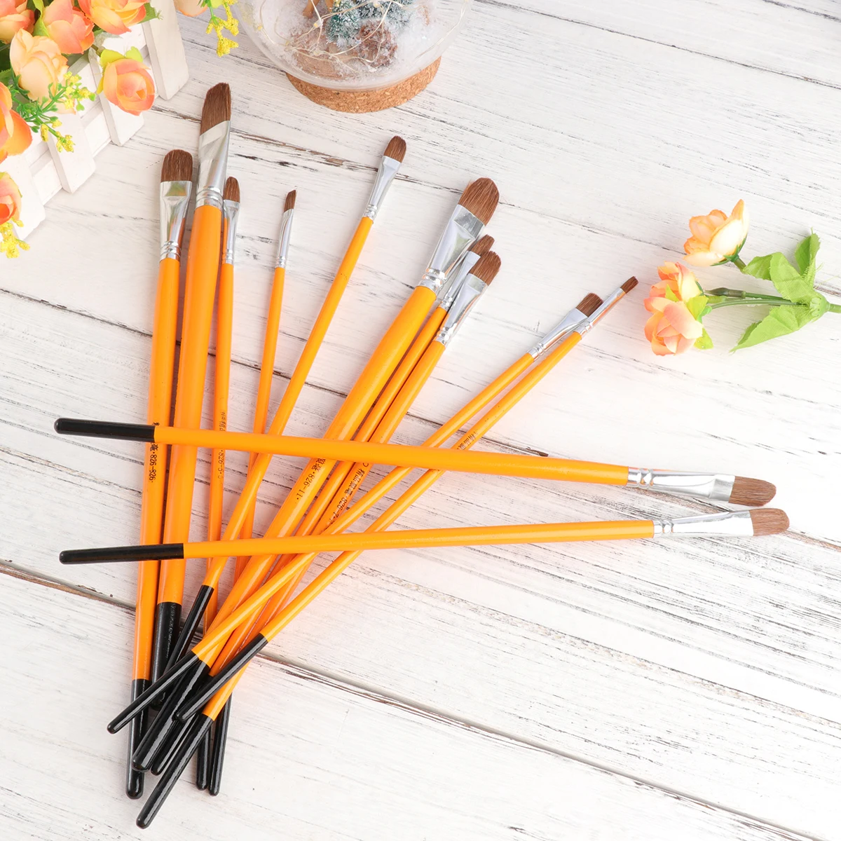 

6pcs Professional Painting Set Wood Handle Brushes For Gouache Acrylic Oil Kids Families School Church Face Art Gift For Artists