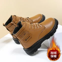 Winter Children's Snow Boots Waterproof Thickened Velvet Child Motorcycle Shoe Lightweight Boys and Girls Casual Cotton Shoes