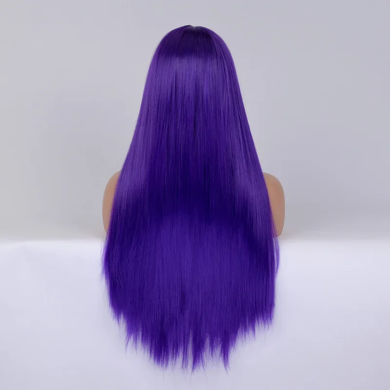 Lange gerade Cosplay-Perücke mit Mittelteil, Frau, Anime, Ombre, Hallowmas, Lolita, synthetische Perücke, rosa, rot, hitzebeständiges Haar – Detail 12