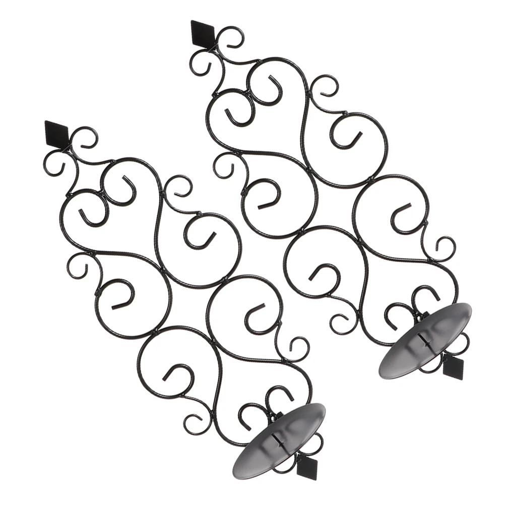 

2pcs Wall Mounted Holder Iron Art Decorative Candlestick Metal Wall Stand Home Decor Sconce For Living Room Warm