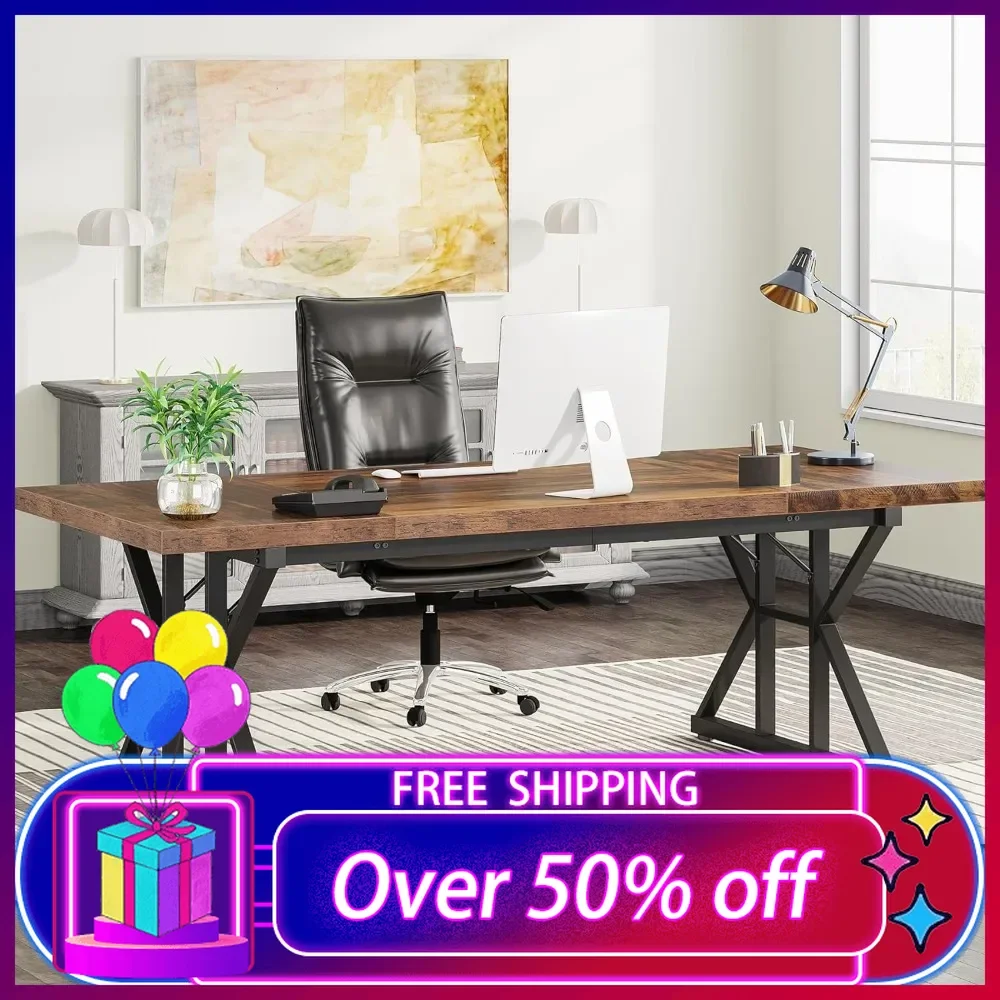 

70.8-Inch Executive Desk, Large Computer Office Desk Workstation,Simple Style Laptop Desk Study Writing Table Business Furniture