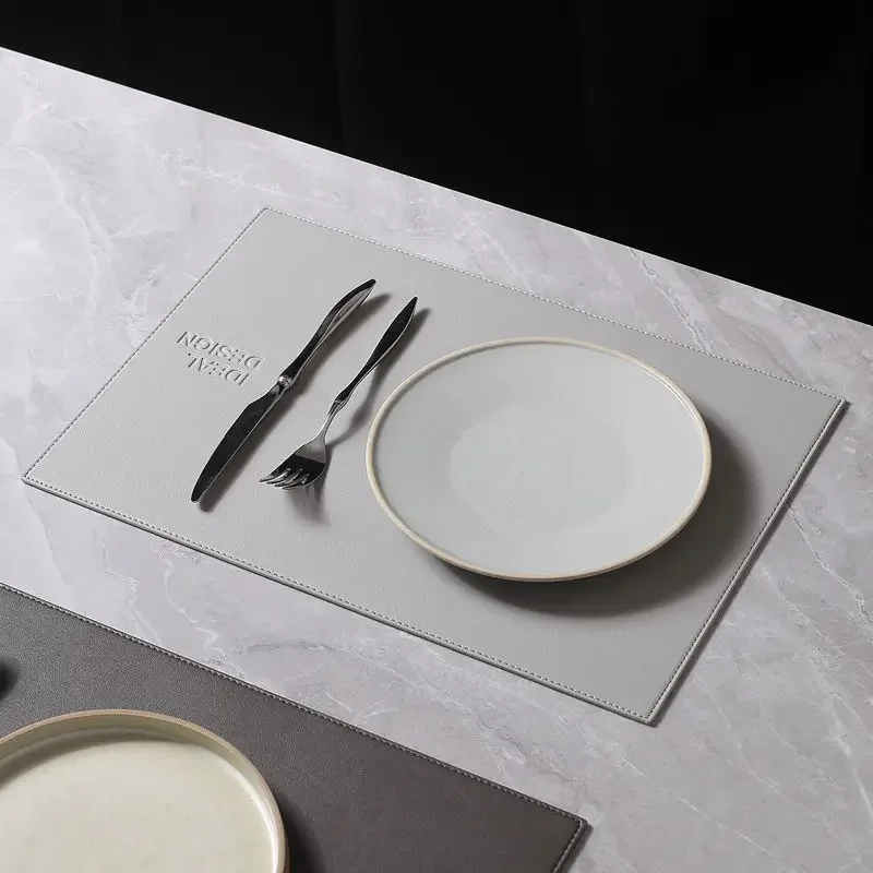 Light Luxury Solid Leather Placemat Thickened Leather Table Mat Waterproof Oilproof Heat-Insulated Plate Bowl Pad Home Decor