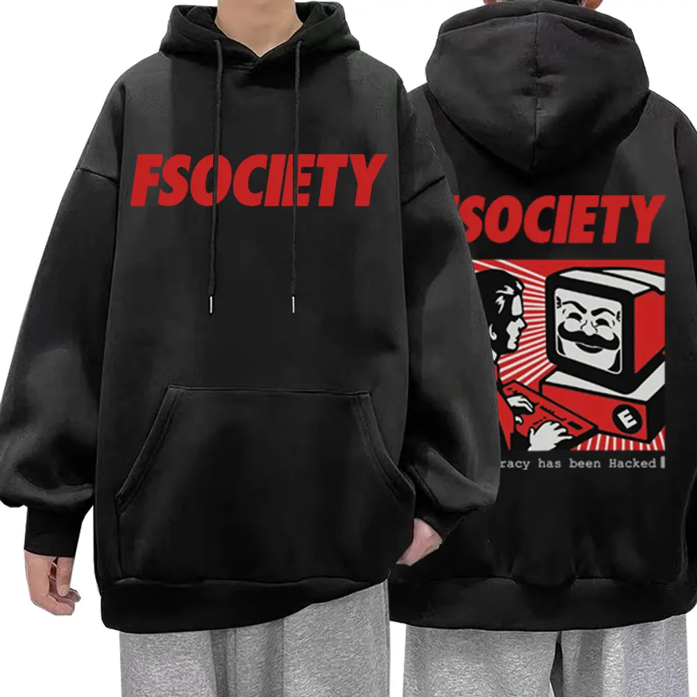 Funny Mr Robot Graphic Hoodie  F Society Hacker Geek Hoodies Men Women Long Sleeve Aesthetic Sweatshirts Vintage Tops Pullovers