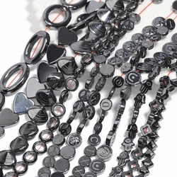 17 Shape Natural Black Hematite Stone Beads Heart Round Irregular Loose Beads for Jewellery Making DIY Bracelet Earrings 15inch