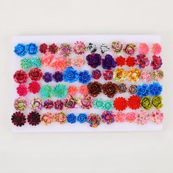 36 Pcs Bohemia Fashion Rose Flower Stud Earrings For Women New Kpop Colorful Fabric Earring Party Jewelry Y2K Accessories Bijoux