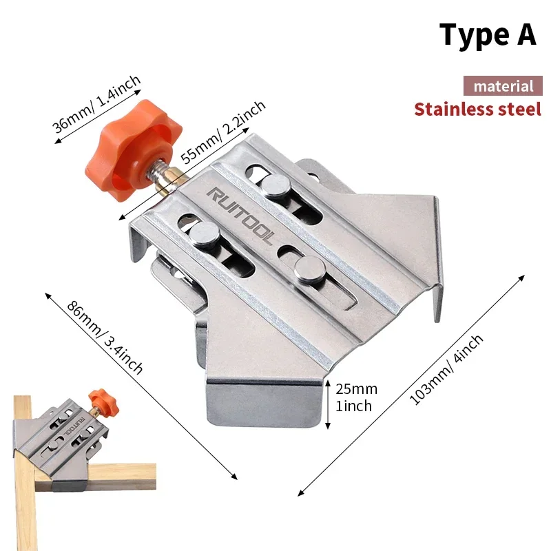 Imagem -05 - Corner Clamp 90 Graus Right Angle Clamp Carpintaria Ajustável Posicionamento Quadrado para Faça Você Mesmo Framing Welding Aço Inoxidável