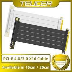 TEUCER PCI-E 라이저 케이블, 비디오 카드 익스텐션 차폐, 유연한 90 ° 장착 GPU 익스텐션 코드, 블랙/화이트, 4.0 X16