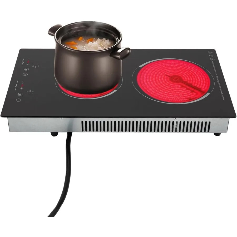 Kompor Listrik Keramik 24 Inci dengan Timer dan Pengunci Keamanan Anak untuk Penggunaan Dapur Kompor Listrik Radiant Built-in dengan Sensor