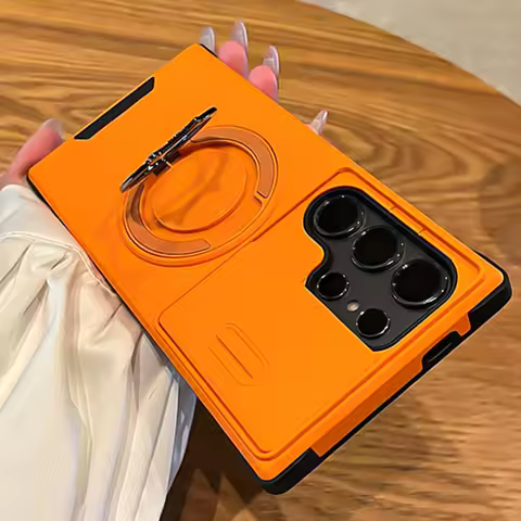 360°Rotating Hidden Metal Ring Holder Case For Samsung S25 Ultra S24 Plus S23 FE S22 S21 FE Hard PC Bumper Anti-Fall Phone Cover