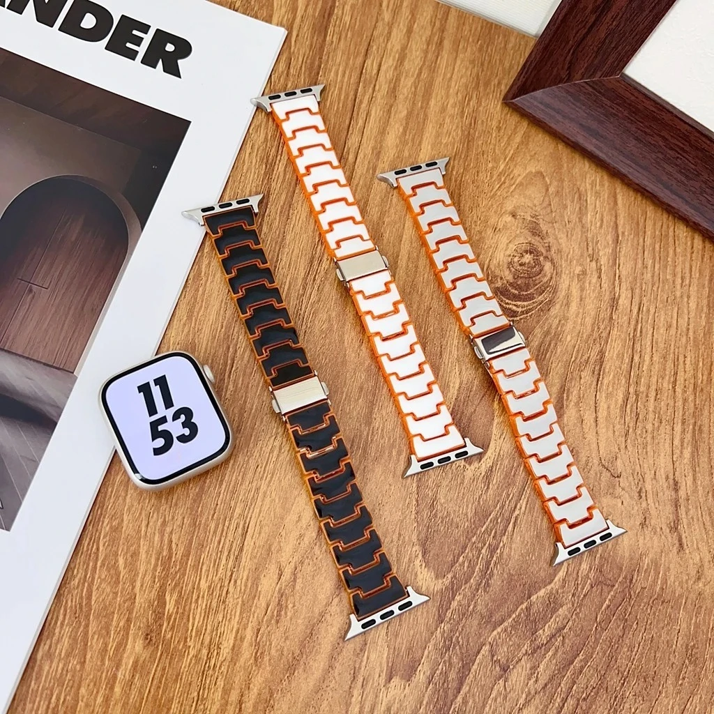 

Двухцветный ремешок для часов в стиле цепочки из полимерной смолы, унисекс, для Apple Watch Series 8/7/6/10, 40 мм, 41 мм, 38 мм, 42 мм, 44 мм, 45 мм, 46 мм.