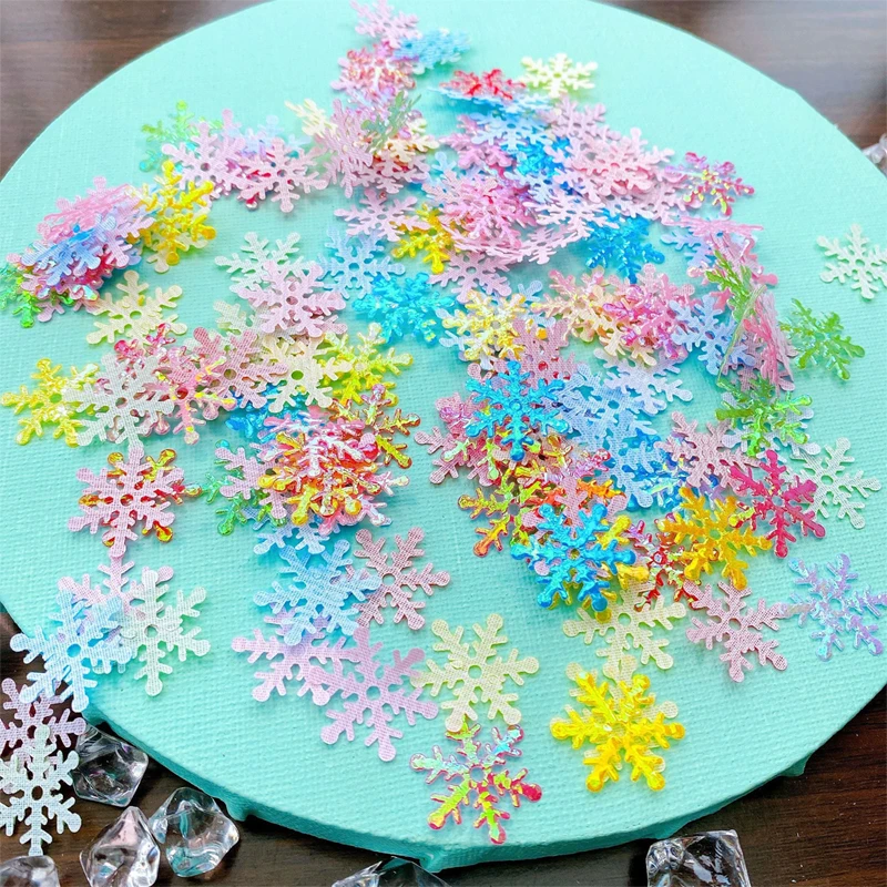 200/300Pcs Christmas Snowflakes Confetti Xmas Tree Ornaments New Year Snowflake Decor For Home Winter Party Fake Snow Supplies